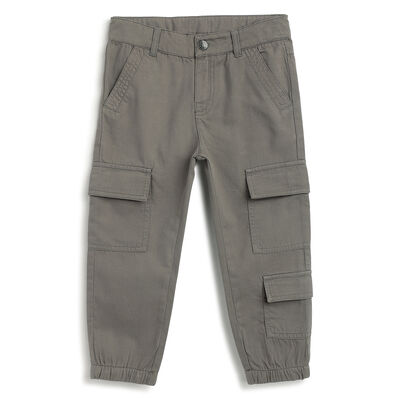 Boys Medium Grey Solid Trouser